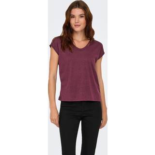 Onlsilvery S/S V Neck Lurex Top