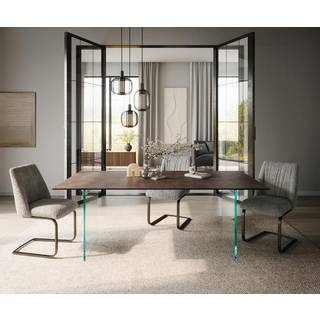 Esstisch Edge 200x100 Glas Antique-braun Gestell Glas - Braun