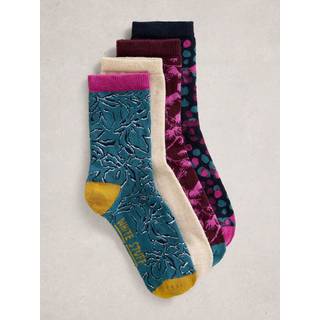 White Stuff White Stuff Purple Bike Pattern Ankle Socks 4 Pack