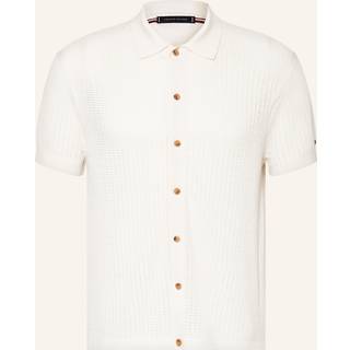 Tommy Hilfiger Tommy Hilfiger Cream Relaxed Fit Open Knit Short Sleeve Shirt - xlarge