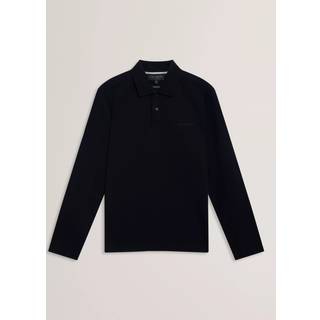 Ted Baker Ted Baker Blue Branded Honeycomb Trim Long Sleeve Polo Shirt - X-Large