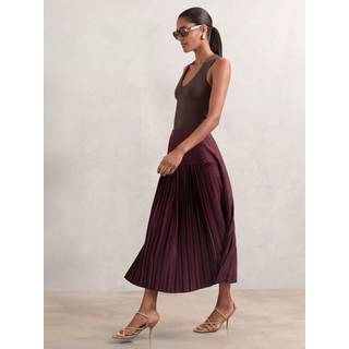 Reiss Reiss Burgundy Savannah Pleated Midi Skirt - 36