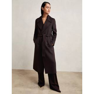 Reiss Reiss Aubergine Rene Double-Breasted Blindseam Coat Wool-Blend