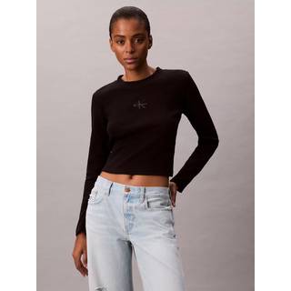 Monologo Long Sleeve Baby Tee - Black - M