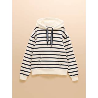 Joules Joules Milbourne Cream & Navy Striped Cotton Blend Hoodie