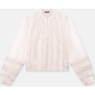 Mint Velvet Bluse med gennemsigtig kant og mintfarvet fløjl