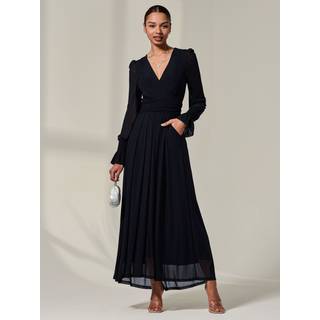 Jolie Moi Jolie Moi Black Long Sleeve Mesh Maxi Dress - EU 36 (UK 8)