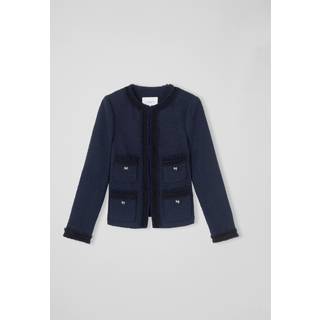 LK Bennett LK Bennett Black Charlie Navy Tweed Cotton Trim Jacket