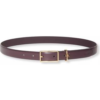 Full Grain Leather Logo Belt - Brown - 70 cm