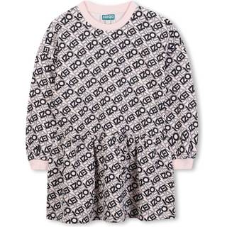 KENZO KIDS Kenzo Kids lyserød langærmet kjole med hele logoprint - 152158cm