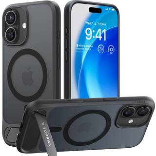 iPhone 17 - TORRAS Pstand Hybrid Plastik Cover m. Kickstand - MagSafe Kompatibel - Sort