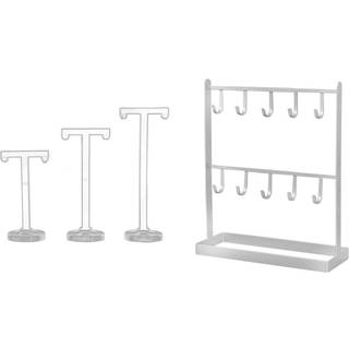 Bordplade Jern Smykke Øreringe Halskæde Ring Displayhylde Hvid