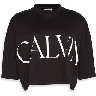 Cropped Graphic Logo T-shirt - Black - M