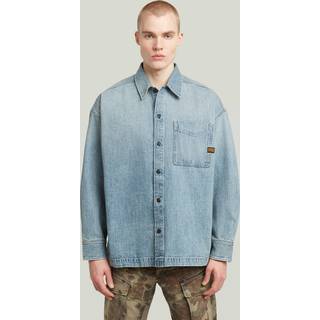 Boxy Fit Overshirt - sun faded pacific blue - Men