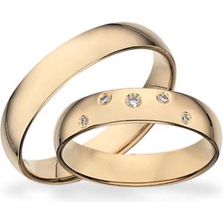 Vielsesringe - Guldringe 14kt. glat i 5mm og 5 brillanter på i alt 0,05ct