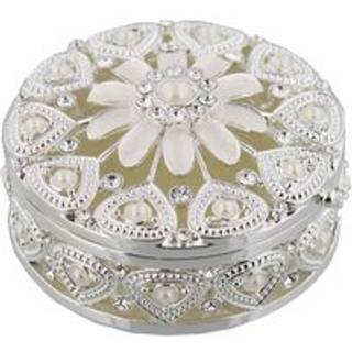 Sophia Silver Plated Crystal And Pearl Flower Trinket Box - P6012