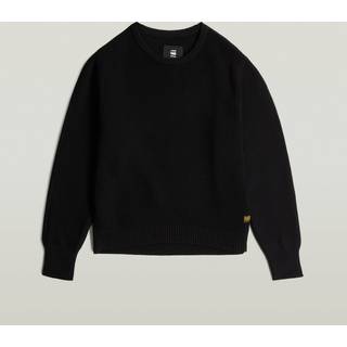 Girls Cropped Crew Knit - Black - girls
