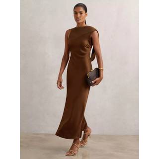 Reiss Reiss Alula Satin Draperet Kjole med Åben Ryg - EU 46 (UK 18)