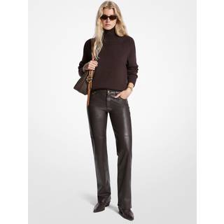 MK Straight-Leg Leather Trousers - Brown - Michael Kors - EU 42