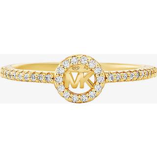 MK Fulton Precious Metal-Plated Pavé Logo Charm Ring - Gold - Michael Kors - EU 52