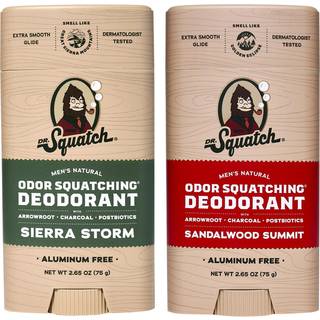 Dr. Squatch Natural Deodorant til Mnd - Lugt-squatching Mnds Deodorant Aluminium Fri - Sierra Storm + Sandeltr Summit (2,65 oz 2 Pack)