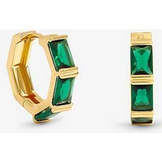 Jon Richard Jon Richard Gold Plated and Emerlald Stone Hoop Earrings