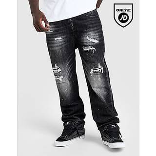 Supply & Demand Etch Relaxed Ripped Jeans, Sort - L