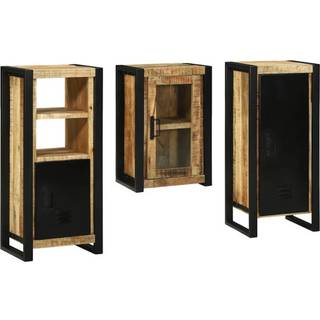 Badeværelsesmøbel Sæt Vægmonteret 3 Dele Brun Massivt Mangotræ