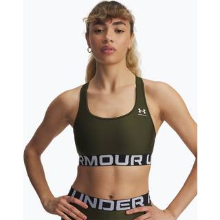 HeatGear® Armour Mid Branded Women's Sports Bra Expedition Green / White XL