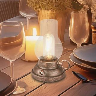 Briloner LED-bordlampe Brilo unplugged Kanea bronzefarvet 18 cm Kanea, dæmpbar, Bronze/messing, Plast