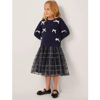 Monsoon Monsoon Blue Bow Knit 2-In-1 Check Dress - 166168cm