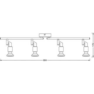 OSRAM loftspotter, sølv, metal 4 lyskilder GU10-LED 2.700 K, Krom/sølv, Aluminium