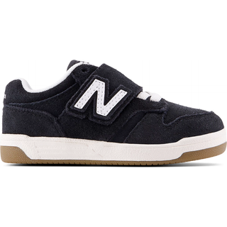 480 NEW-B Hook & Loop Wide Sneakers, White/Black, 24