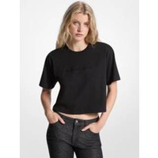 MK Logo Studded Cotton Jersey T-Shirt - Black - Michael Kors