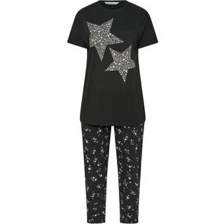 Yours Curve Yours Curve Black Starry Night Short Sleeve Wide Leg Pyjamas Set
