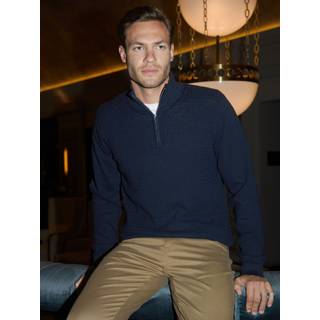 Threadbare Threadbare Navy Mini Cable Knit Quarter Zip Jumper