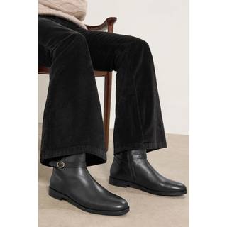Lts Black Leather Buckle Detail Ankle Boots In Standard Fit Standard > 9 Lts | Tall Women's Ankle Boots - Standard 9