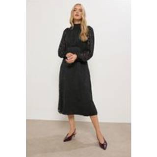 Lts Tall Black Animal Burnout Tie Midi Dress Size 24