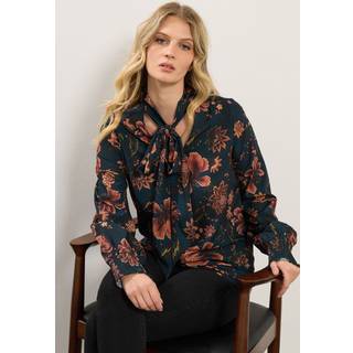 Lts Tall Navy Blue Floral Tie Neck Blouse Size 16