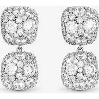 Jon Richard Jon Richard Silver Rhodium Plated Pave Square Double Drop Earrings