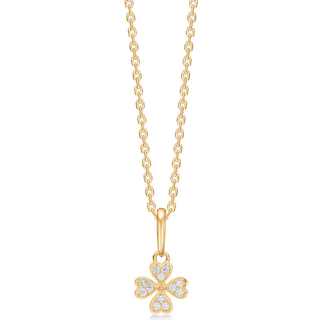 Mads Z Petite Clover vedhæng i 8 karat guld med cubic zirkonia - uden kæde