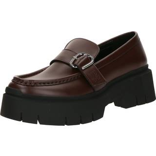 Leather loafers with buckled strap