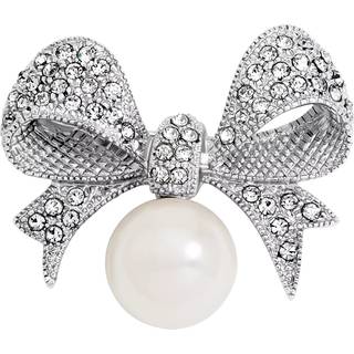 Jon Richard Jon Richard Silver Plated and Pearl and Crystal Bow Brooch Gift Box