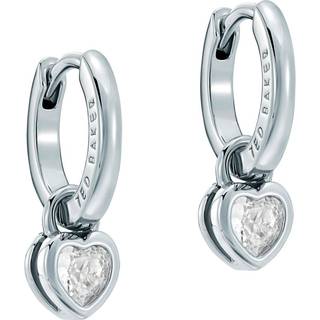 Ted Baker Silver Harper Mini Crystal Heart Huggies - Silver
