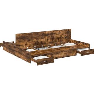 Seng Med Opbevaring Røget Eg 180 X 200 Cm Konstrueret Træ