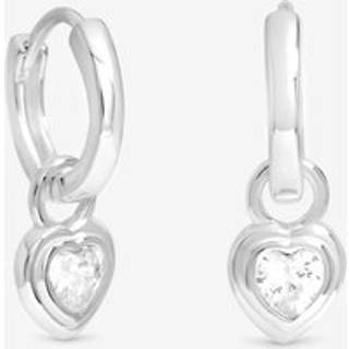 Simply Silver Simply Silver 925 Sterling Silver Polished and Cubic Zirconia Heart Besel Hoop Earrings