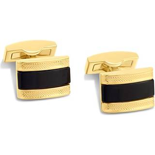 Rectangular Gold Plated And Onyx Cufflinks - A53186