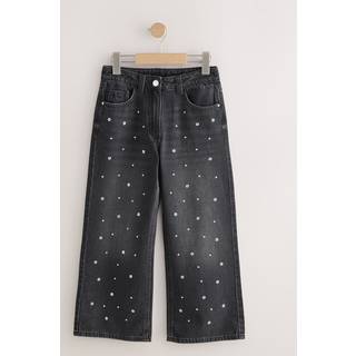 Next Charcoal Grey Stud Embellished Wide Leg Jeans (3-16yrs)