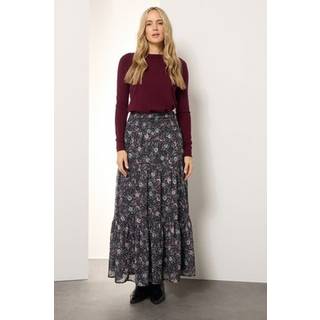 Lts Tall Black Chiffon Paisley Tiered Maxi Skirt Size 24