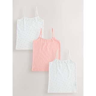 Next White/Pink Ditsy Printed Strappy Cami Vests 3 Pack (1.5-16yrs)